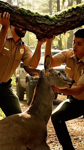 Deer Fawn Calls Forest Rangers to Save Mother 🦌💔#shorts