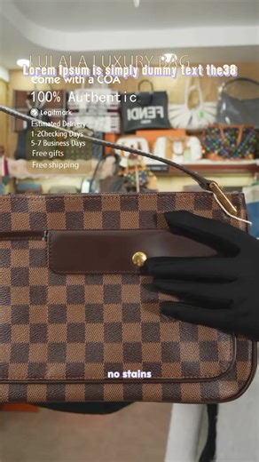 Pre-owned Louis Vuitton LV Hand Bag Brown Checkerboard Pattern with Gold Hardware and Brown Leather Accents