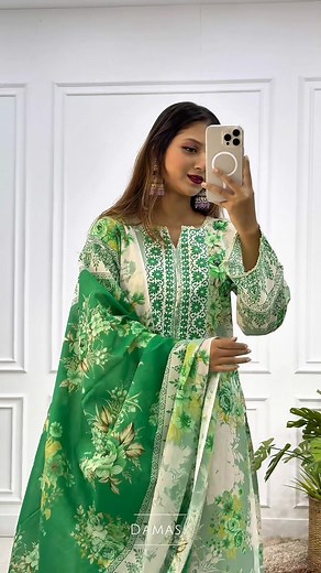 Shades of Green 🌿🌸 #unstitched #stitched #binhameed | Damask