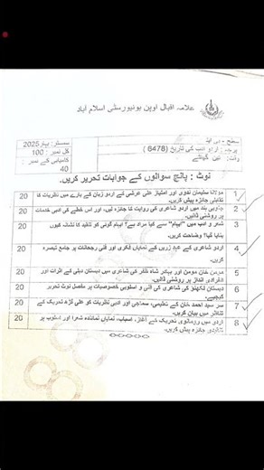 AIOU Code 6478 past paper spring 2025 | 03468885319