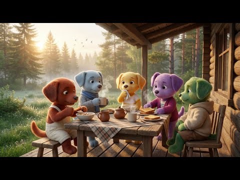 From Garden Watering to Bedtime Stories — Five Colorful Puppies’ Gentle Routine 3D Animation