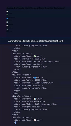 Aurora Darkmode Dashboard! #webdevelopment #css #shorts #uidesign