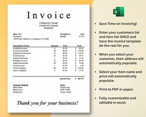 Simple Invoice Template, Excel Template, Downloadable Invoice, Freelance Invoice, Excel Spreadsheet, Hourly Invoice - Etsy UK