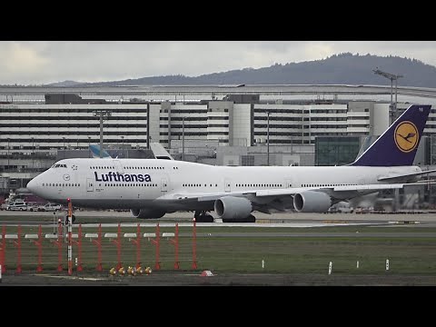 BEAUTIFUL TAKE OFF of Lufthansa Boeing 747-800 At Frankfurt Airport