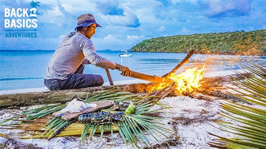 HUGE TROPICAL ROCK LOBSTER CATCH & RUN🔥🌴 Cook-up on Remote Coral Cay