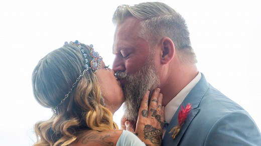 American Pickers' Danielle Colby  kisses husband Jeremy at dream wedding