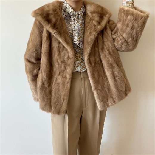 Vintage Fur Jacket Vintage Fur Blazer Vintage Fur Coat Genuine Fur Mink Fur Vintage Style Brown Khaki Size M - Etsy