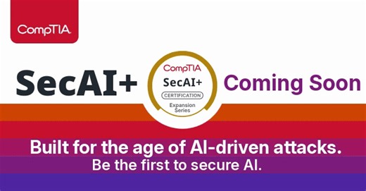 AI is changing security, and the way we protect it needs to change too. SecAI helps cybersecurity professionals secure AI systems, manage risk, and apply AI responsibly. 🔥 Coming NEXT WEEK! 🔥 Get a sneak peek here: https://www.comptia.org/en-us/certifications/secai/?utm_campaign=global-b2c-conversion-sales-021026&utm_source=facebook&utm_medium=social | CompTIA, Inc.