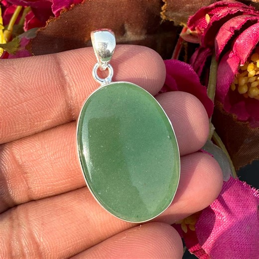 Natural Green Aventurine Gemstone Pendant Handmade Jewelry Pendant Silver Plated Pendant Brass Jewelry Pendant Gift for Her - Etsy