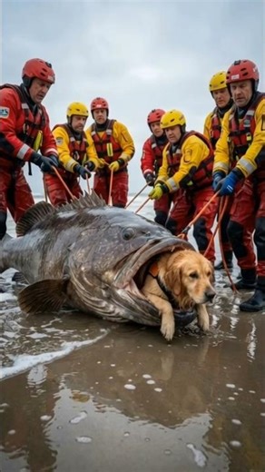 Giant Fish Rescue 😱 | Dog Trapped Inside Massive Fish | AI Generated Wildlife Video.#rescue #animals