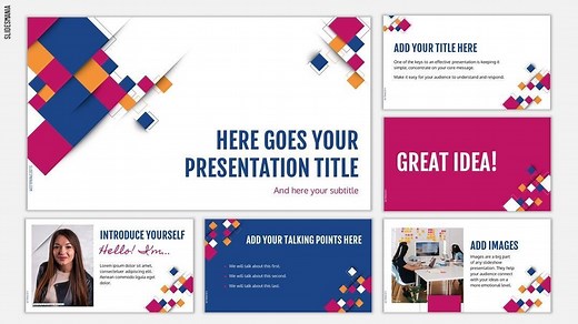 Colorful squares. Free PowerPoint template & Google Slides theme- SlidesMania
