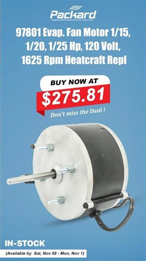 In Stock | Packard 97801 Evaporator Fan Motor | Authorized Distributor | KPaul-Veteran Owned