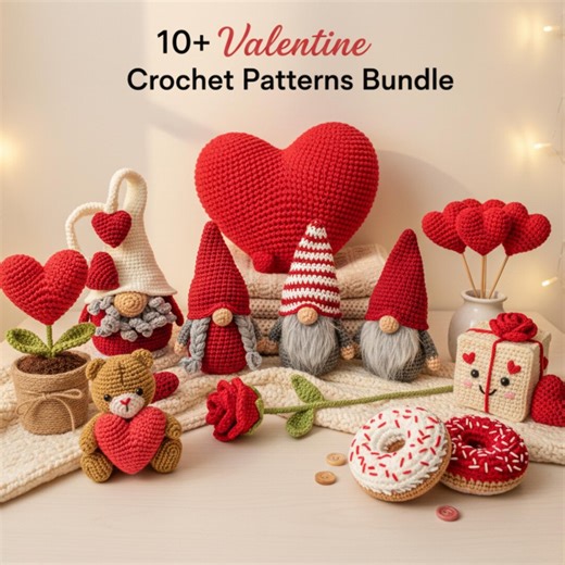 10  Valentine Crochet Pattern Bundle PDF | Heart Amigurumi, Love Plush, Gnome, Gift Crochet Patterns - Etsy