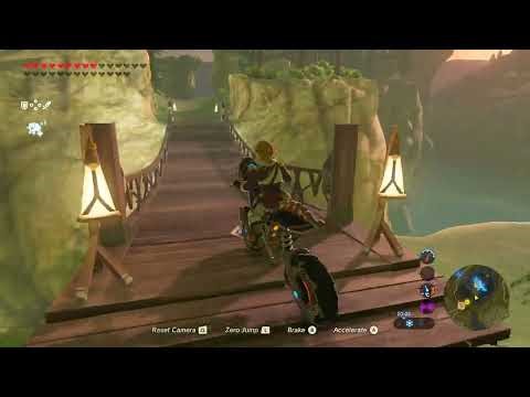 Zelda BOTW: Master Cycle drive-by bridges into Rito Village