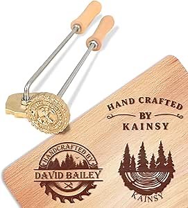 KAINSY Custom Branding Iron for Wood, Durable Personalized Logo Metal Branding Iron for Wood Burning Stamp Leather Meat, Handcrafted Design Weddings & Personalized Gifts, Flame Heated(1.5 inches)