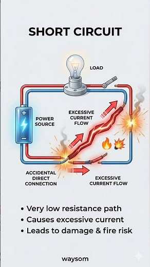 Short Circuit Explained ⚡ | Electrical Safety Concept #learning #education #electrical #shortcircuit