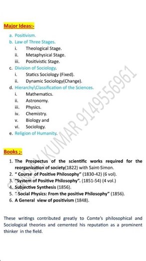 Introduction Auguste Comte:- Positivism Sem.3rd Notes