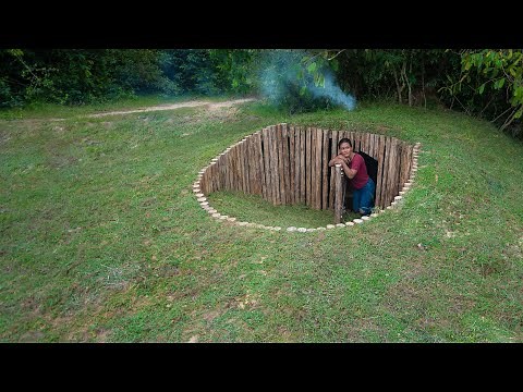 Girl Living Off Grid, Living in a Self Built Secret Underground Little Home in the Wild