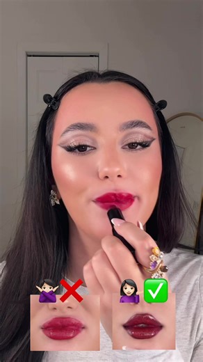 Red lip tutorial #fyp #beautytips