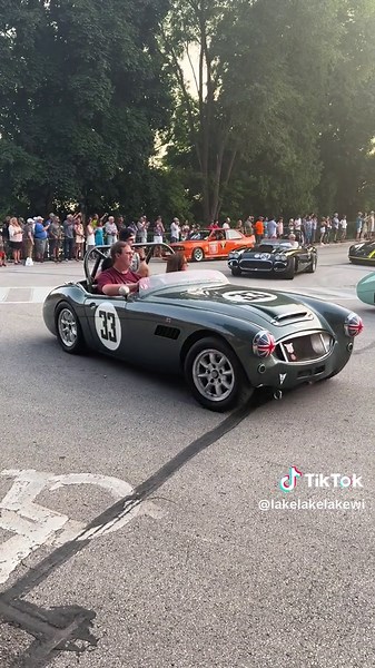 Vintage race car parade Elkhart Lake Wisconsin 2024. #vintageracing #elkhartlake