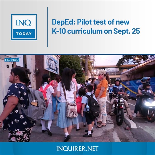 1.3K views | WATCH: The Department of Education says the pilot implementation of the revised K-10 curriculum will start on Sept. 25 in 35 public schools from seven regions. Read more: https://inq.news/PilotTestK-10 | INQUIRER.net | Facebook