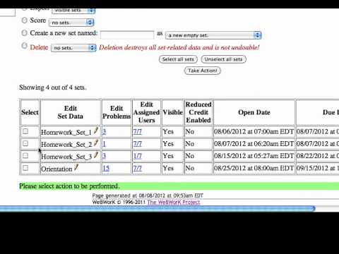 WeBWorK: Changing grades
