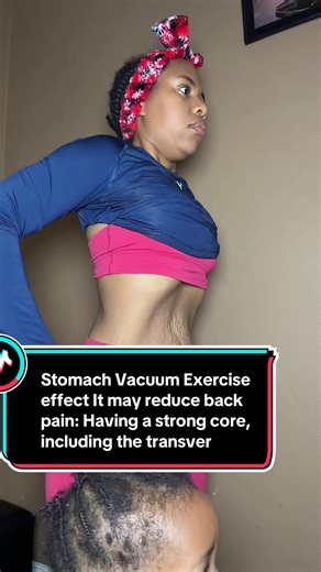 The stomach vacuum exercise targets the transversus abdominis, a core muscle deep in the abdominal wall. Benefits: It may reduce back pain: Having a strong core, including the transversus abdominis, is linked with a lower risk of back pain. May lower risk of back injury: Learning to properly contract your core can improve your ability to lift heavy objects and may help reduce injury.#postpartumjourney #backpainrelief #DR #stomachissues #poatpartumbody
