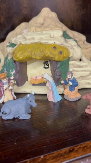 Added a new nativity set with lighted houses in Bethlehem | Curly Girls Vintage & Antique Goods