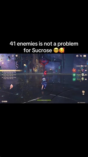 Sucrose's Team Takes on 41 Enemies in Genshin Impact