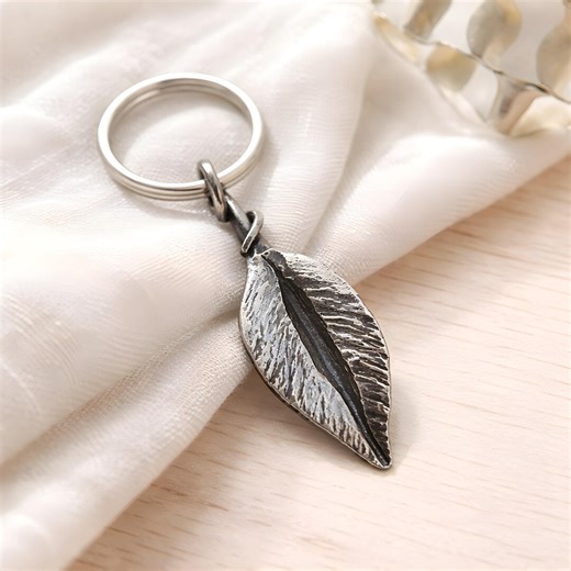 Hand Forged Steel Leaf Keychain – Polished Blacksmith Botanical Key Ring - Etsy
