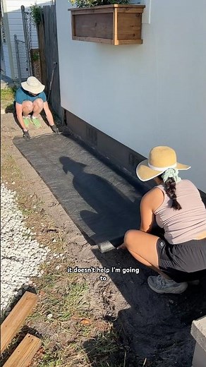 installing landscape fabric and rocks to prevent weeds and pests permanently