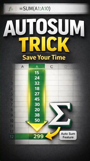 (∑) excel autosum shortcut 🔥 | 1 second me total nikale | excel short hindi