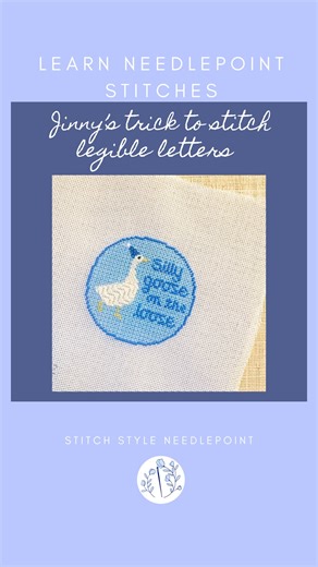 Jinny Barney McAuliffe on Instagram: "If you’ve ever wanted to make the letters more legible on your needlepoint canvas, try stitching them in a combination of both Tent Stitch and Reverse Tent Stitch! Switch between the two stitches as needed to smooth out the contour of the lines painted on the canvas. Use the curves of the font as your guide! This technique will make the lines look more connected, and make your stitching more legible. Try this out on your next project and let us know what you