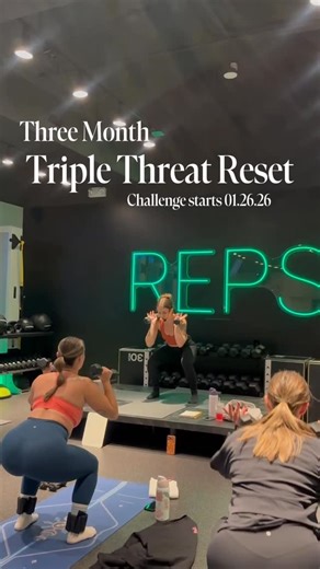 Reps & Restore Fitness + Contrast Therapy on Instagram: "TRIPLE THREAT RESET: Your 3-Month Revitalization Challenge Starts 1/26/26 This is more than a challenge- it's a full reset. Who can join: All members and non-members are eligible. Requirements to stay eligible: 3 workouts per week 1 restore session per week Kickoff InBody Weigh-In with midpoint check in & weigh out: 1-on-1 with Head Coach to review your scan, set a goal, and choose your focus: fat loss or muscle gain. Teams: Members and co