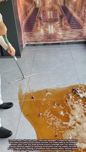 Scientific Explanation of Cleaning Dirty Floors Using a Hand Squeegee.
