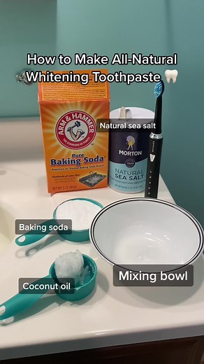 How to Make All-Natural Whitening Toothpaste. STAY AWAY FROM COMMERCIAL BRAND🤮. #tooth #toothpaste #bakingsoda #hollistic #medicine #white #brushyourteeth #plaque #oralhealth #health