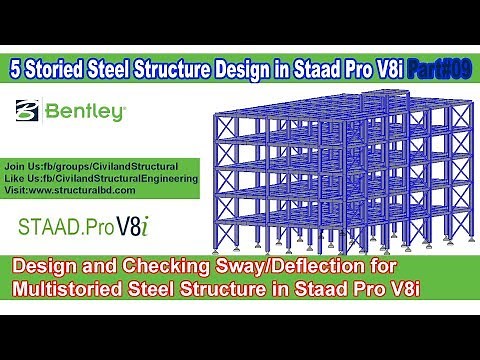 Design and Checking Sway or Deflection for Multistoried Steel Structure in Staad Pro V8i V#09