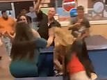 Chaotic moment brawl breaks out between group of women in iHop