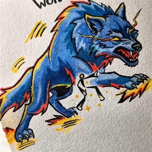 How to draw (wolf) 🐺 🪄#drawing​ #tutorial​ #stickman​ #art​ #sketch​ #shorts​