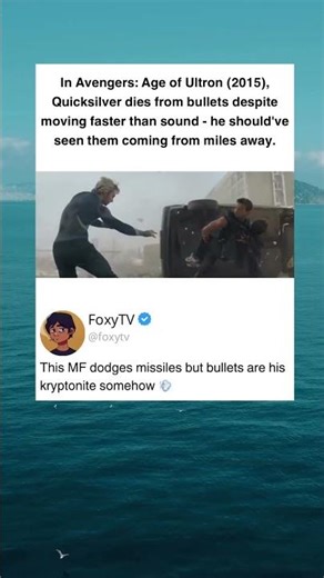 In Avengers: Age of Ultron (2015), Quicksilver dies from bullets despite moving faster than sound