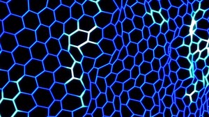 Download Futuristic glowing hexagonal grid pattern with blue electric lines for free