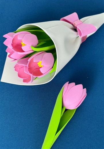 DIY Mini Flower Bouquet with Craft Foam Tulips