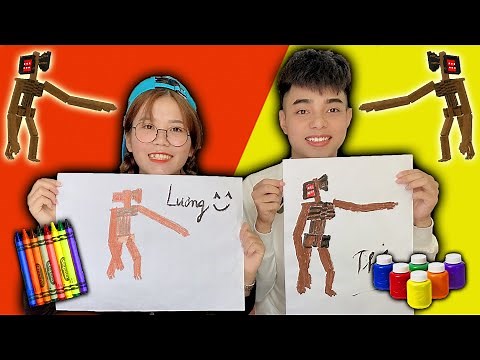 ThắnG Tê Tê Thử Thách Vẽ Quỷ Đầu Loa Bằng Màu Nước và Màu Sáp | Draw Siren Head