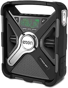 Eton - Sidekick, Ultimate Camping AM/FM/NOAA Radio with S.A.M.E Technology, Solar Powered, Battery Powered, Bluetooth, Rechargeable, LED Flashlight, Phone Charger, Commitment to Preparedness