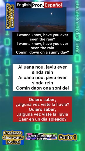 21K reactions · 1.6K shares | “ Have you ever seen the rain “ -Credence Clearwater Revival , Parte 2, Canción completa. Aprende inglés con música.  #thebeatles #iwanttoholdyourhand #inglesfacil #music #inglesonline #inglesrapido | Ivan Gerardo Ingles-Gringo | Facebook