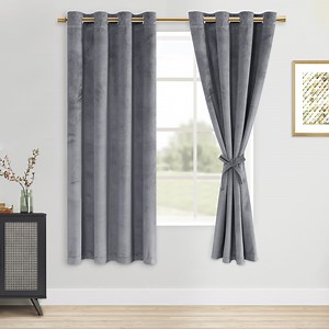 XWZO Velvet Blackout Curtains 72 Inches Long - Sunlight Blocking & Noise Absorbing Privacy Window Covering Drapes for Living Room/Office, Grommet, W52 x L72, Grey, Set of 2 Panels