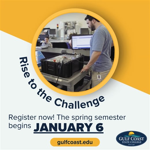 1.5K views · 12 reactions |  SPRING 2025 REGISTRATION IS OPEN!  Classes fill up fast, so secure your spot now and set yourself up for success this spring! New students can get started at gulfcoast.edu/admissions. | Gulf Coast State College | Facebook