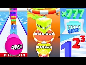 Rolling Ball Run 256A vs Jelly Run 2048 8192AL vs Number Master Run & Merge Gameplay | High Score