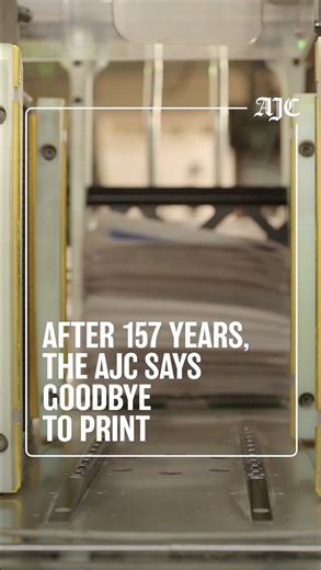 Inside the final AJC Sunday paper as it comes off the press