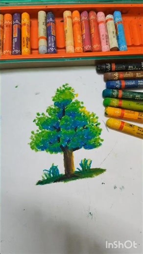how to draw a tree with oil pastels| step by step tutorial video #shorts #oilpastel #art